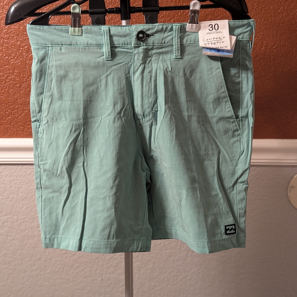 Billabong Mint Green Flat Front Shorts